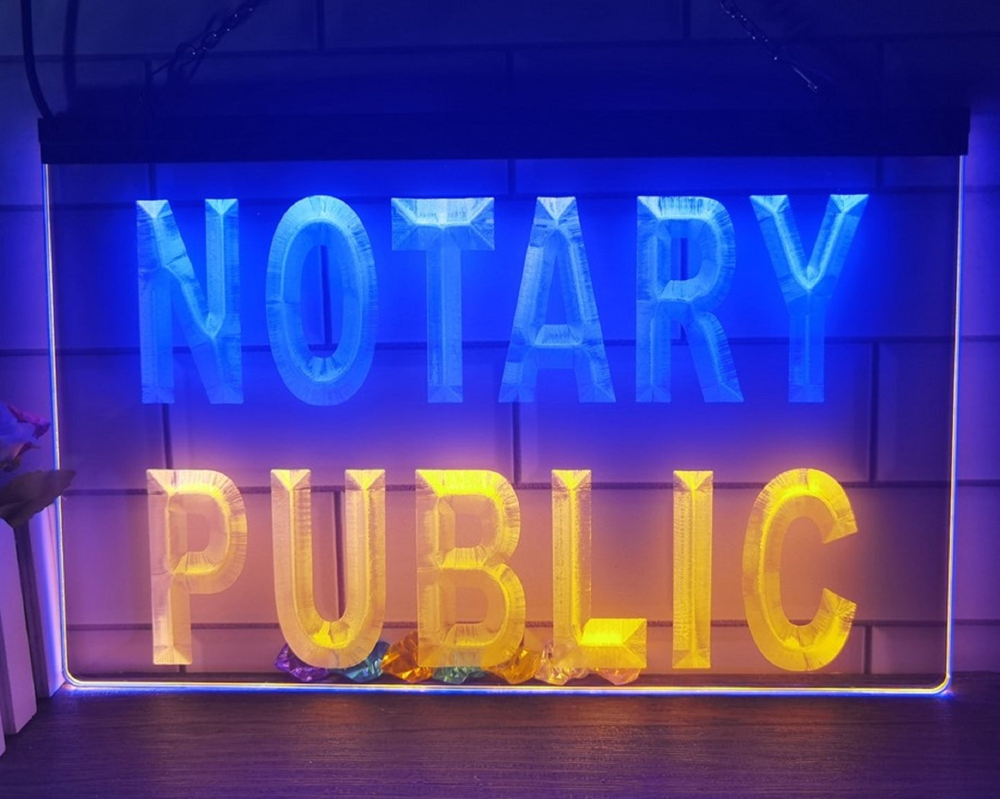 Neon Sign Dual Color Notary Public Service Wall Desktop Decor Free Shipping