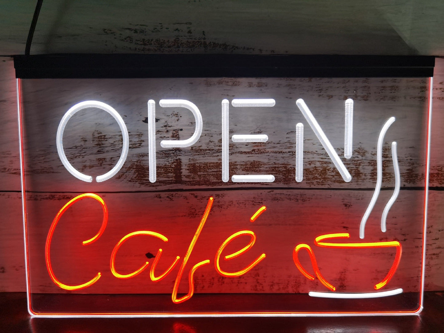 Neon Sign Dual Color Open Café For Coffee Shop Wall Desktop Decor