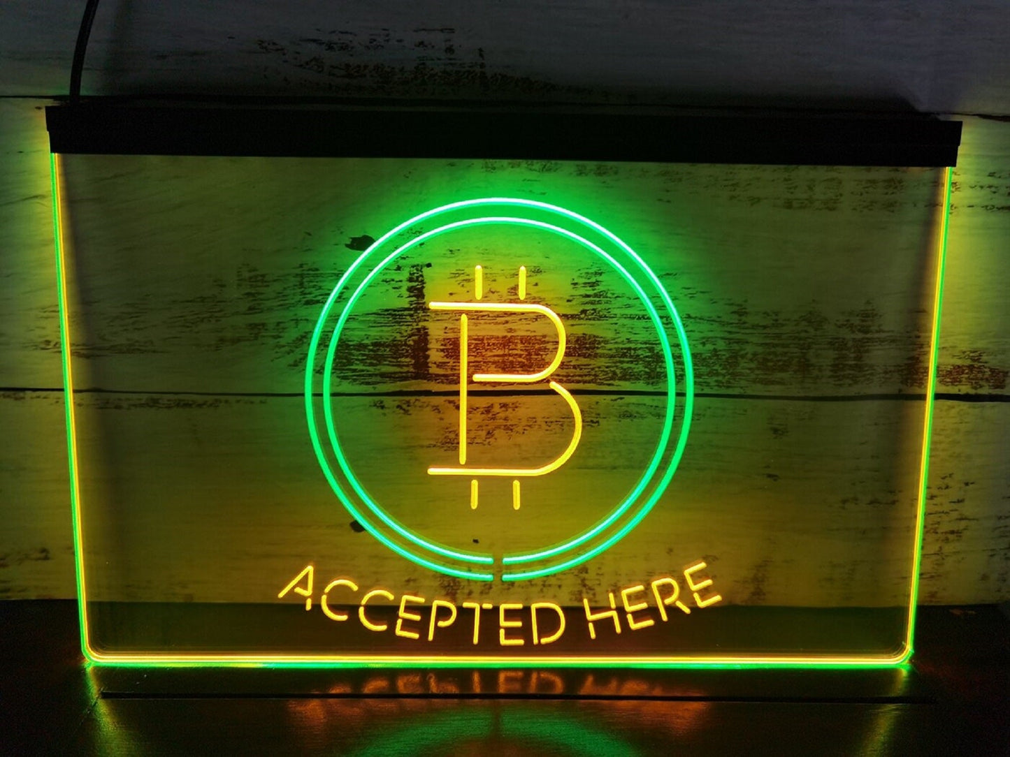 Neon Sign Dual Color Bitcoin Accepted Here Home Wall Desktop Decor Free Shipping