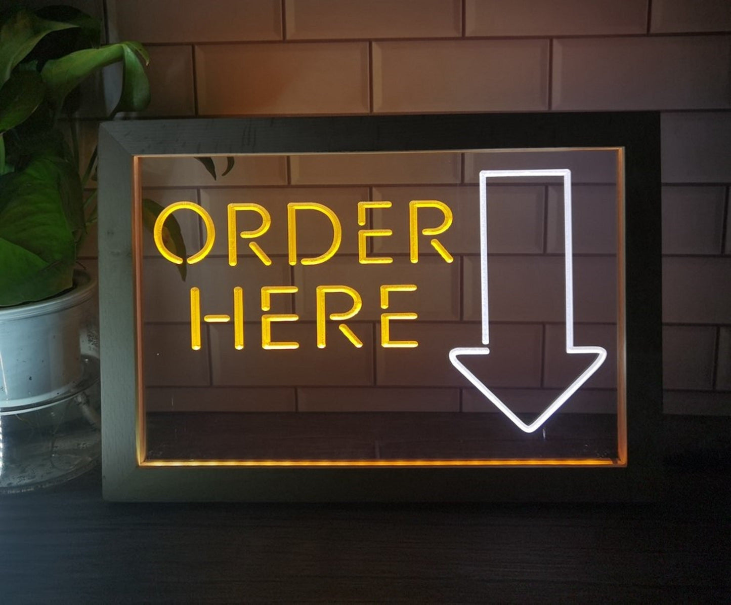 Neon Sign Framed Dual Color Order Here Store Shop Wall Desktop Decor Free Shipping
