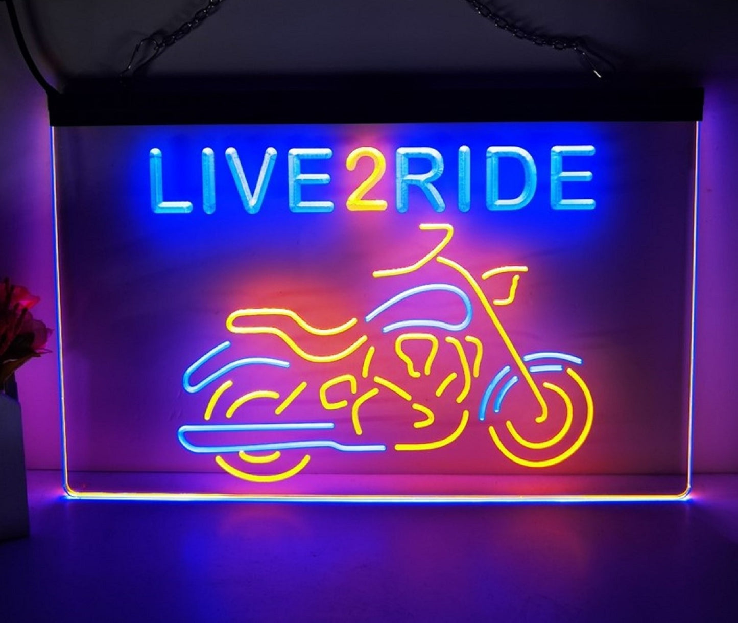 Neon Sign Dual Color Live 2 Ride Home Wall Desktop Decor Free Shipping
