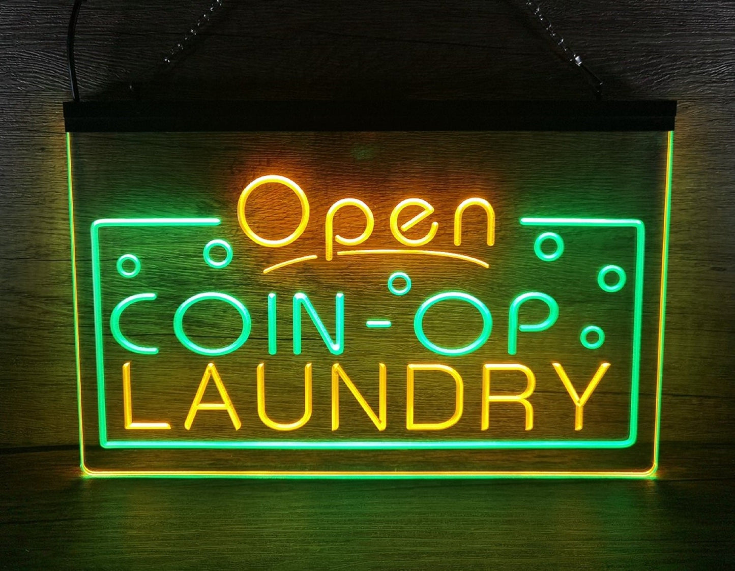 Neon Sign Dual Color Open Coin-op Laundry Wall Desktop Decor Free Shipping