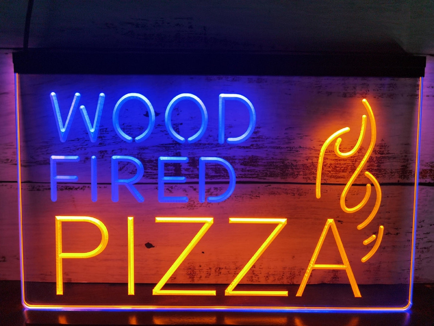 Neon Sign Dual Color Wood Fired Pizza Wall Decor Pizza Restaurant Decor