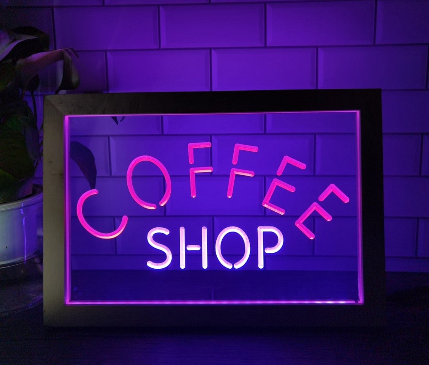 Neon Sign Framed Dual Color Coffee Shop For Wall Desktop Coffee Shop Decor
