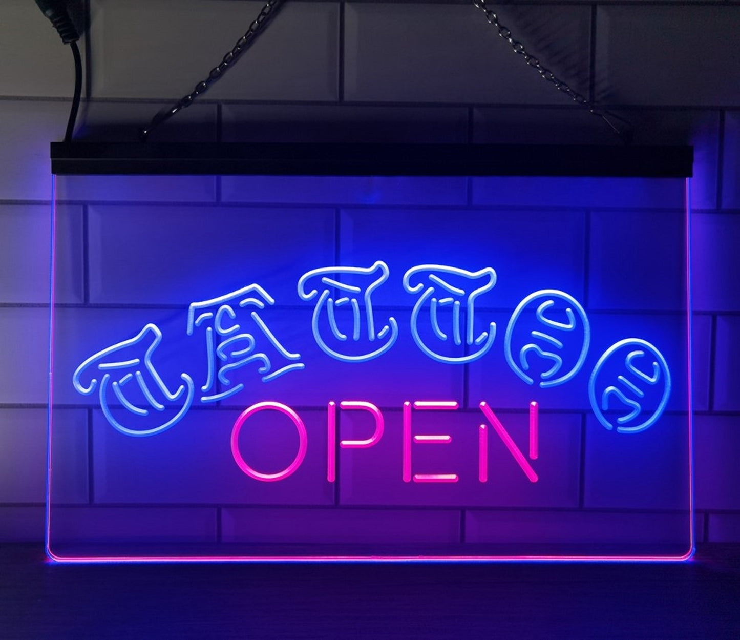 Neon Sign Dual Color Tattoo Open Wall Desktop Decor Free Shipping