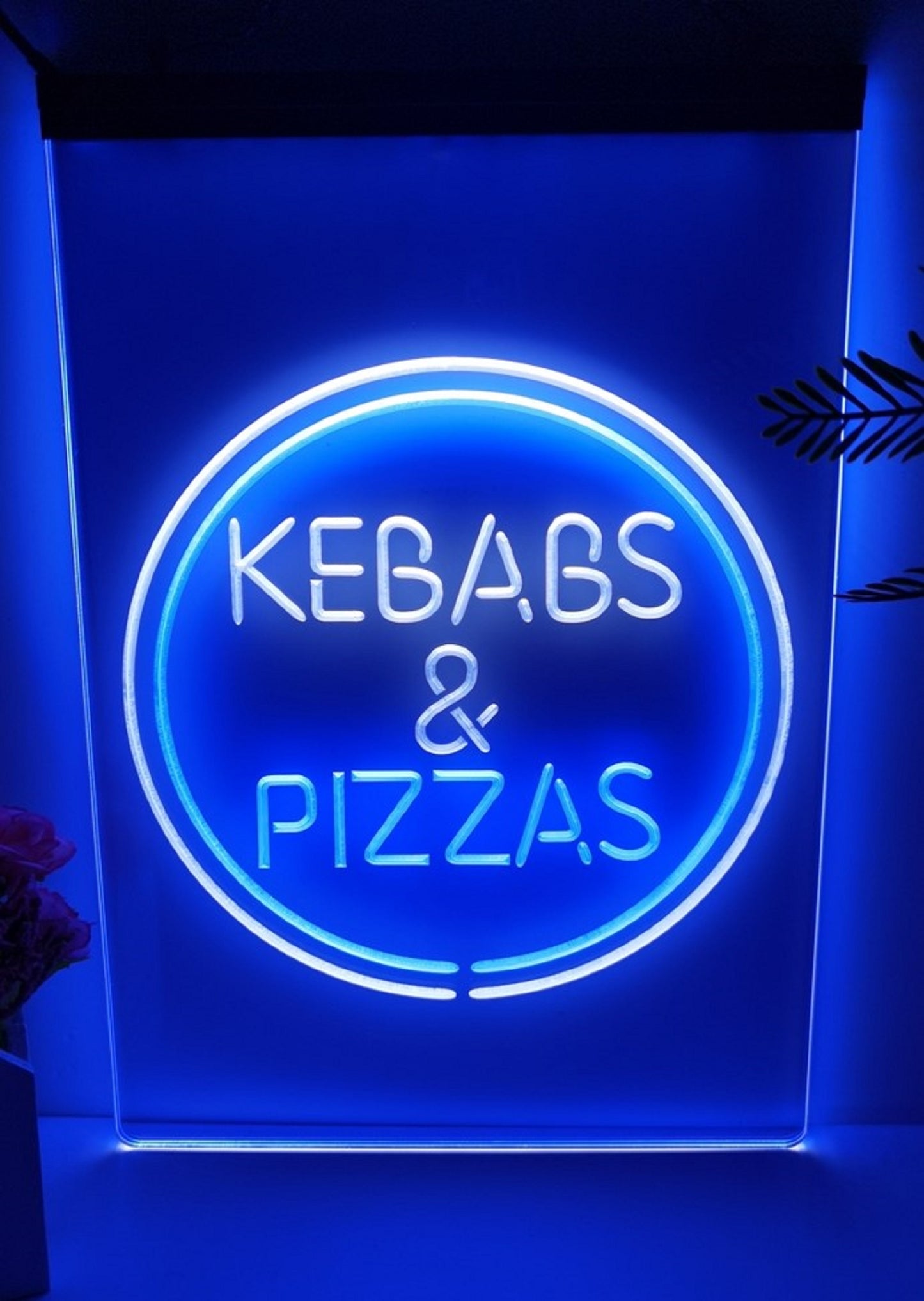 Neon Sign Dual Color Kebabs & Pizzas Fast Food Kebab Pizza Restaurant Decor