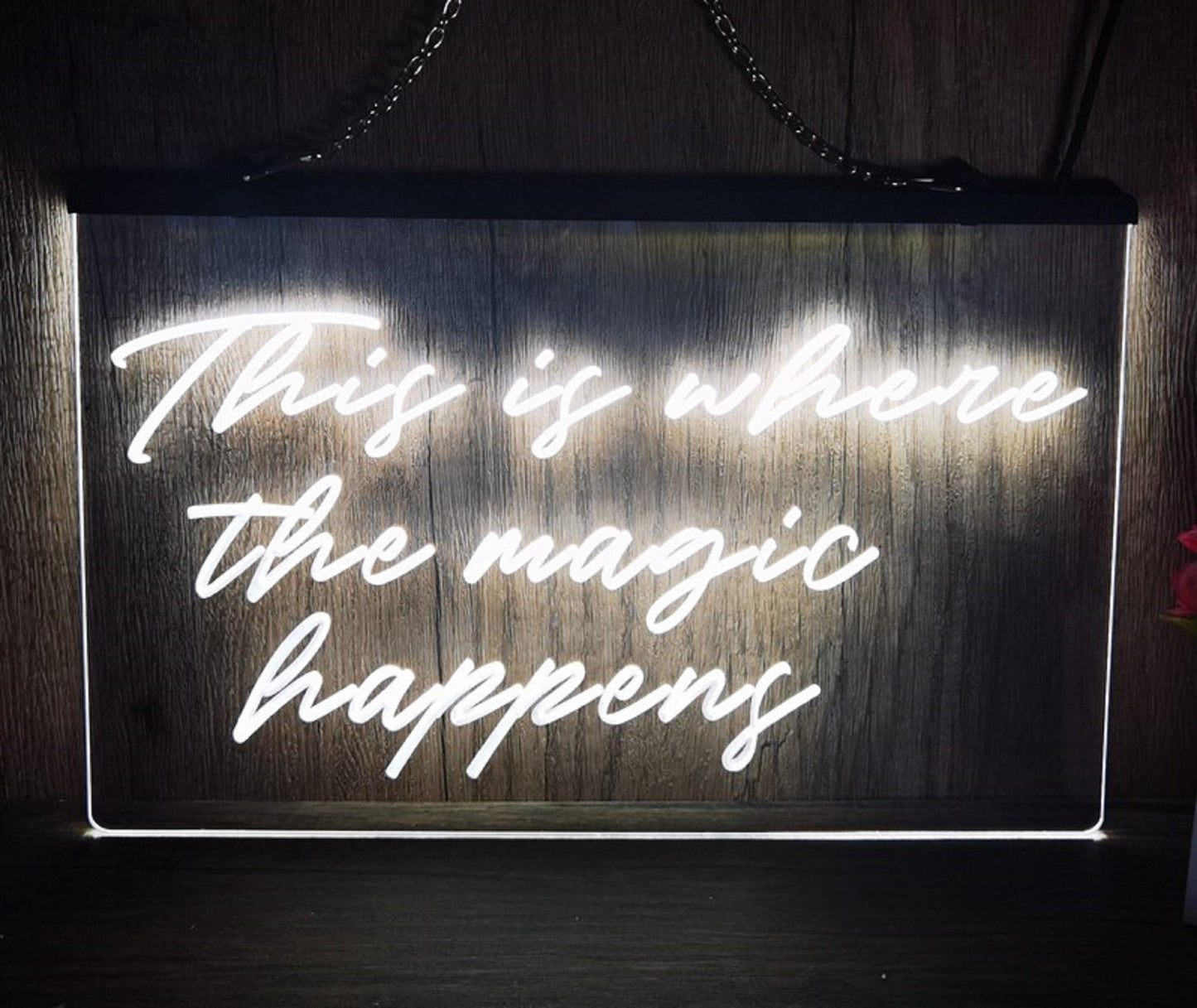 Neon Sign This is Where The Magic Happens Wall Hanging Desk Table Top Decor