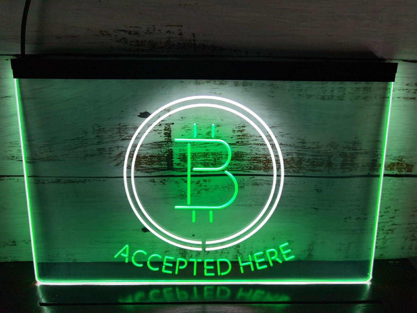 Neon Sign Dual Color Bitcoin Accepted Here Home Wall Desktop Decor Free Shipping