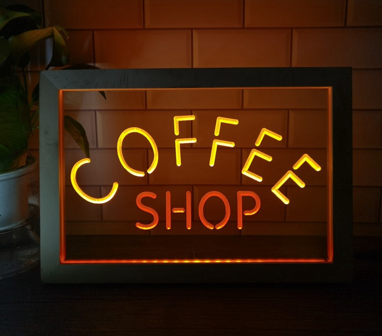 Neon Sign Framed Dual Color Coffee Shop For Wall Desktop Coffee Shop Decor