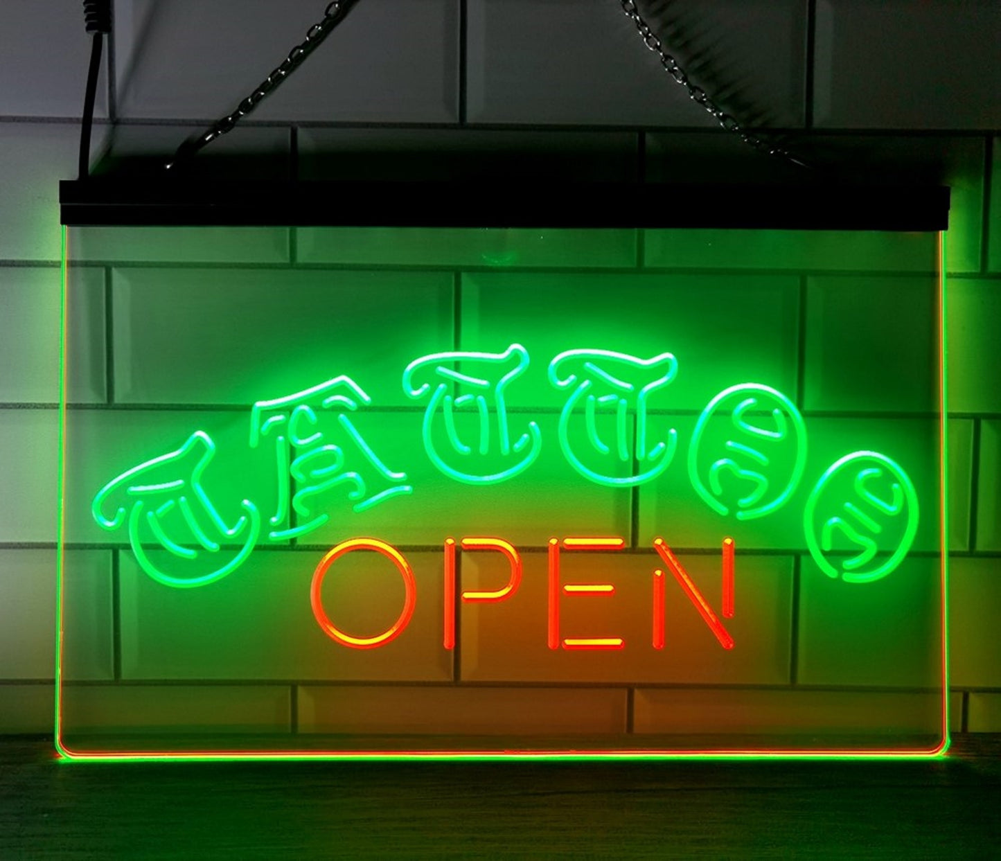 Neon Sign Dual Color Tattoo Open Wall Desktop Decor Free Shipping