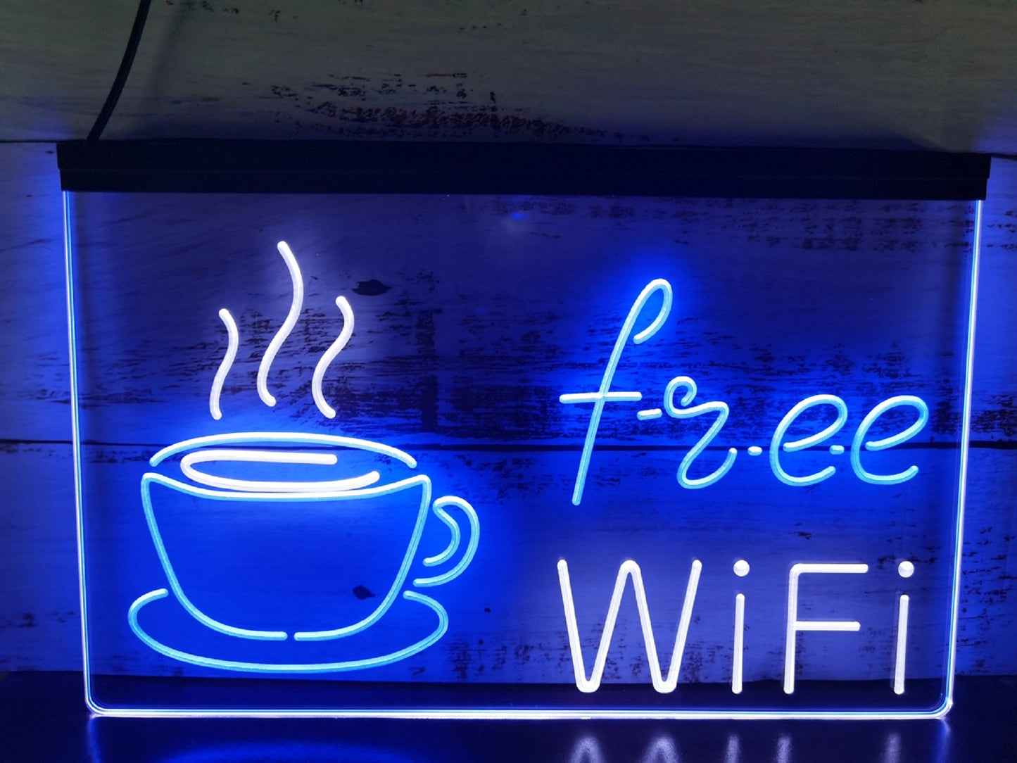 Neon Sign Dual Color Free Wi-Fi Coffee Shop For Wall Desktop Coffee Shop Decor