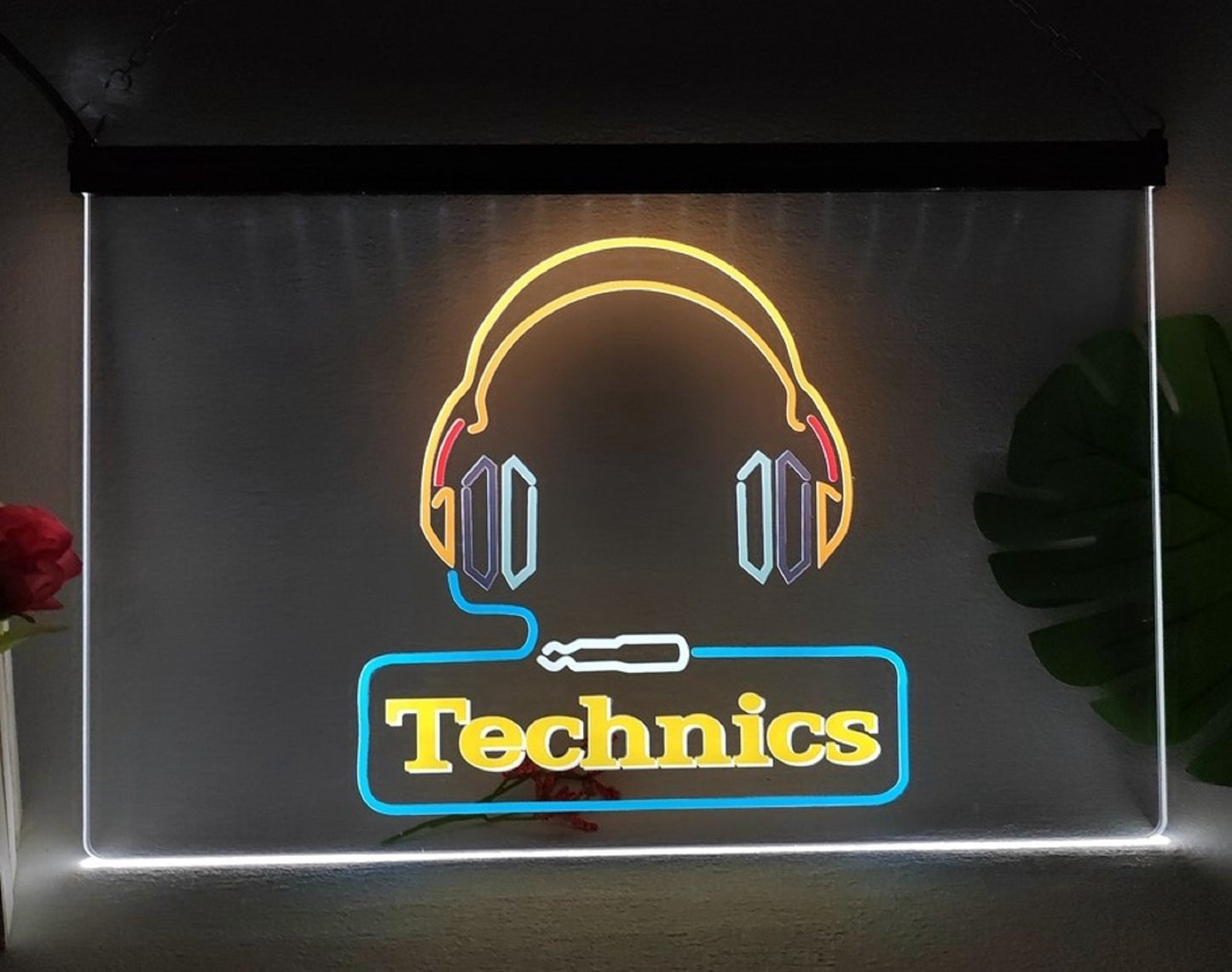 Neon Sign Multicolor Luminous Technics Turntables DJ Music Home Studio Decor
