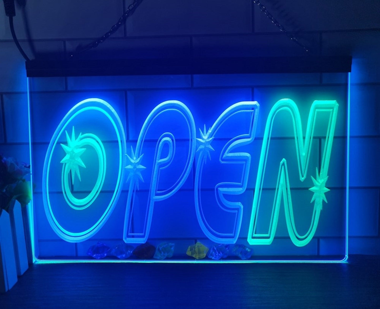 Neon Sign Dual Color Open Star Store Shop Restaurant Coffee Shop Decor