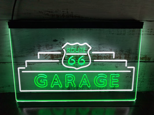 Neon Sign Dual Color Route 66 Garage Home Wall Desktop Decor Free Shipping