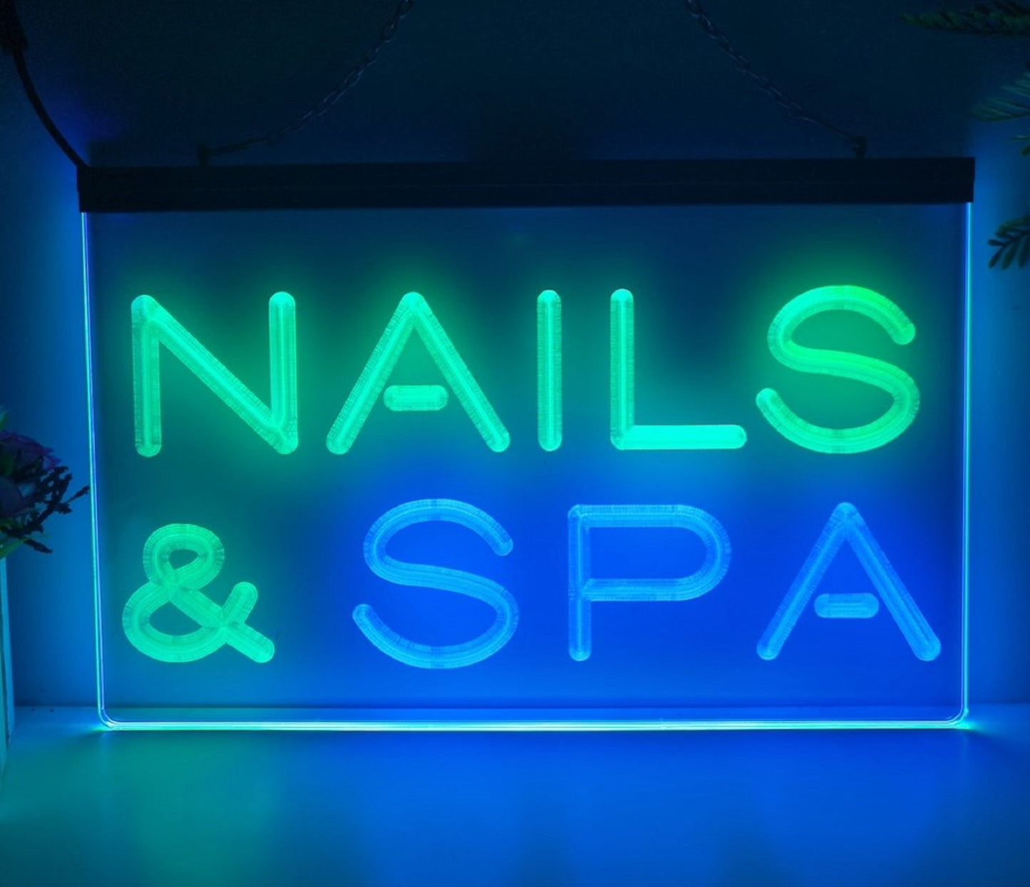 Neon Sign Dual Color Nails & Spa Beauty Shop Wall Desktop Decor
