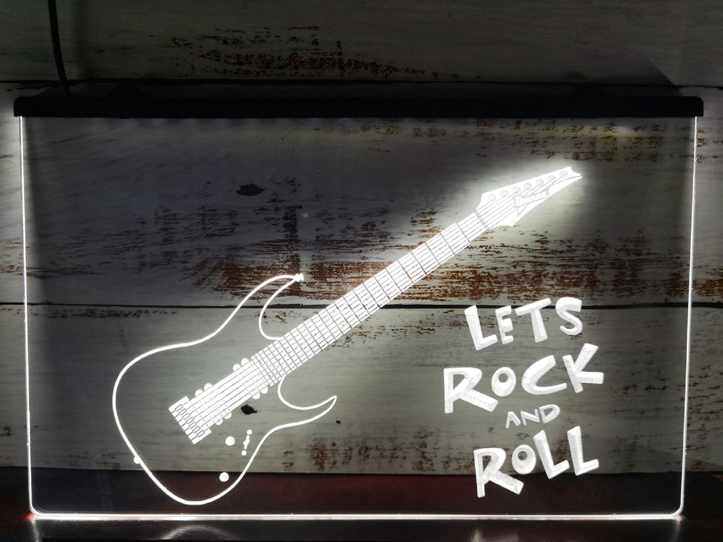 Neon Sign Guitar Let's Rock And Roll Home Studio Wall Desktop Decor