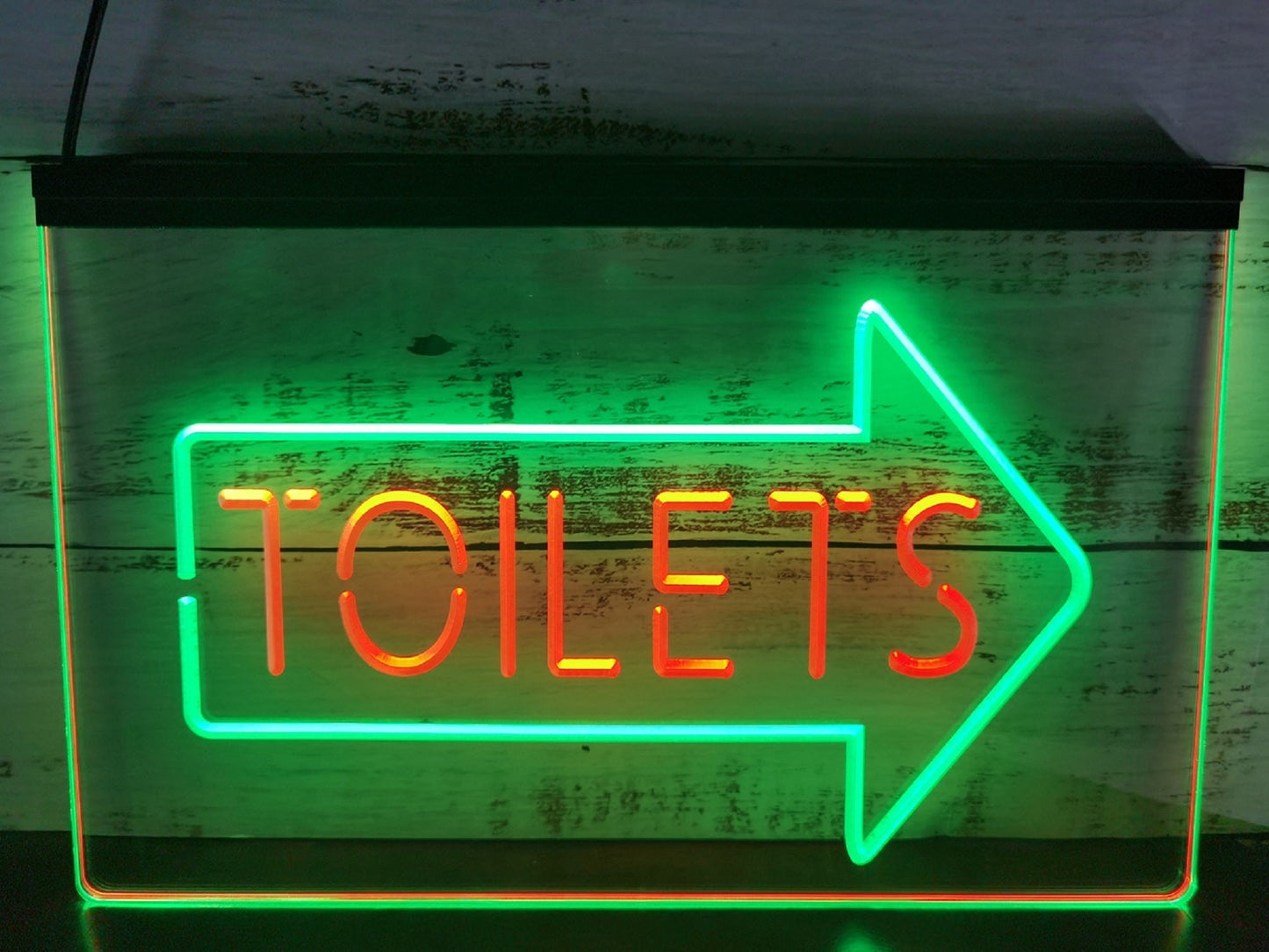 Neon Sign Dual Color Arrow Toilets Restroom This Way Bathroom Decor