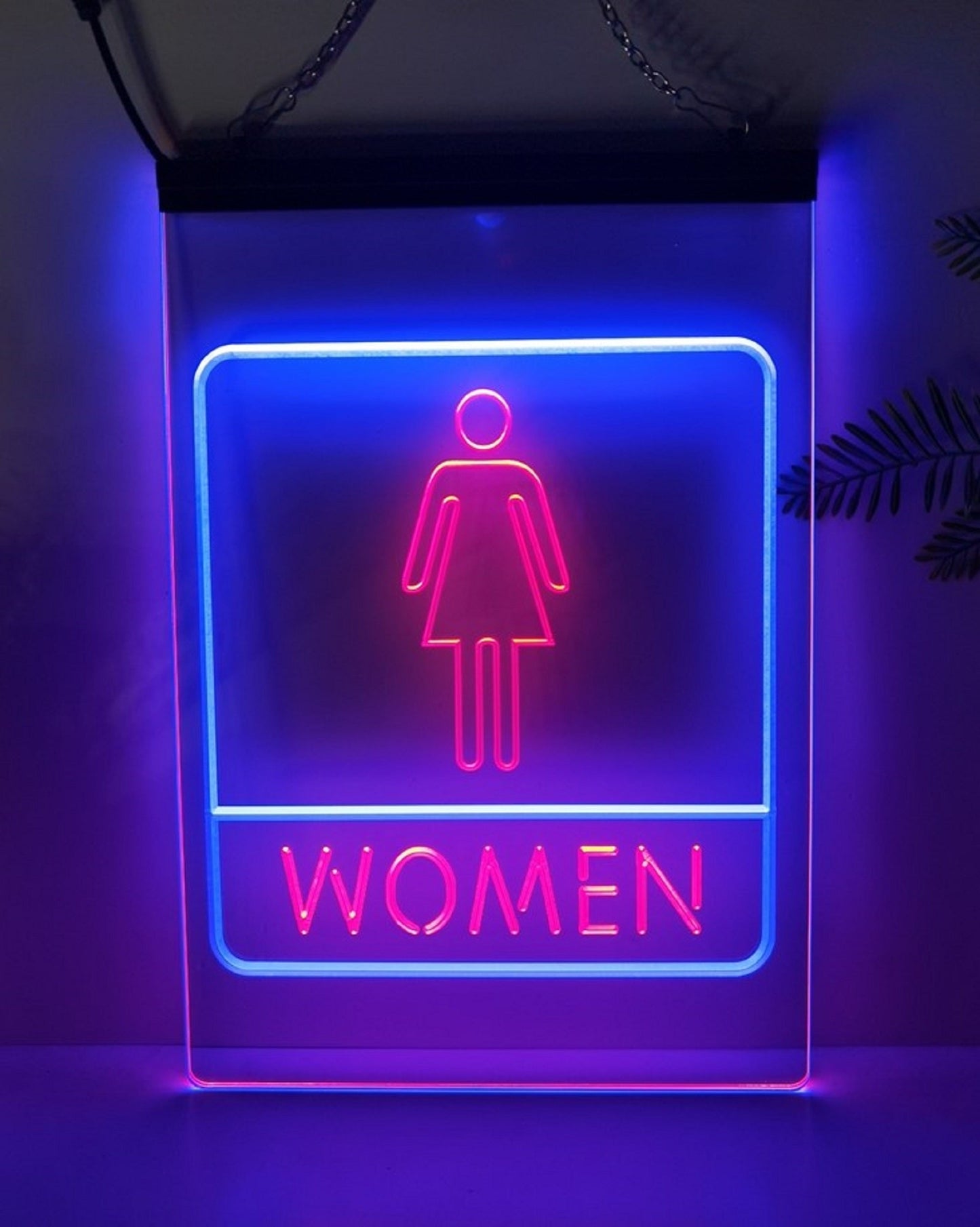 Neon Sign Dual Color Women Restroom WC Bathroom Wall Hanging Decor